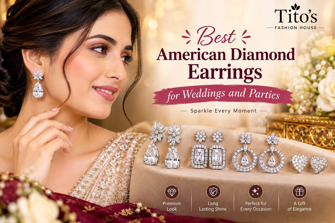 Best American diamond earrings for weddings and parties by Tito’s Fashion House