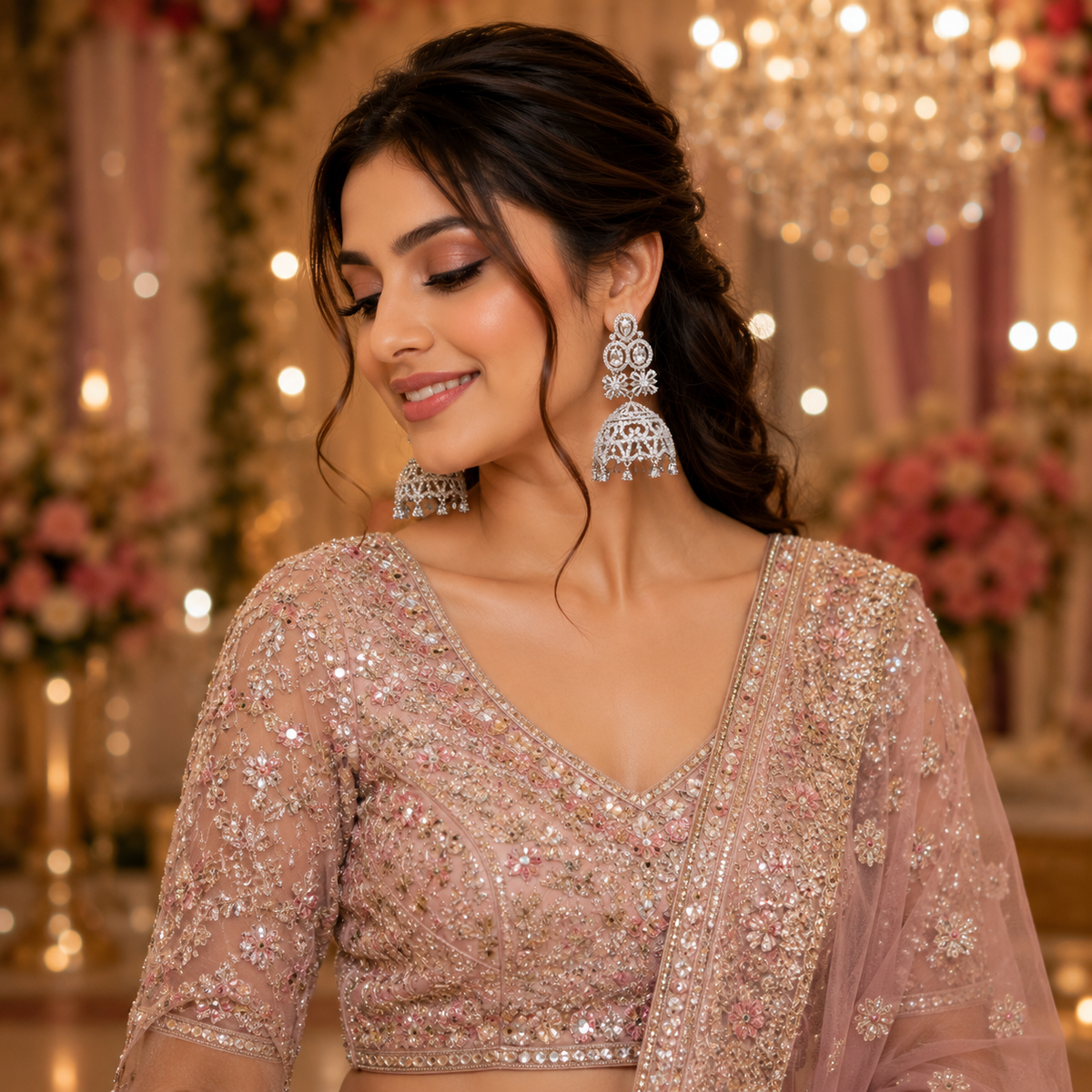American Diamond Bridal Jhumka Earrings