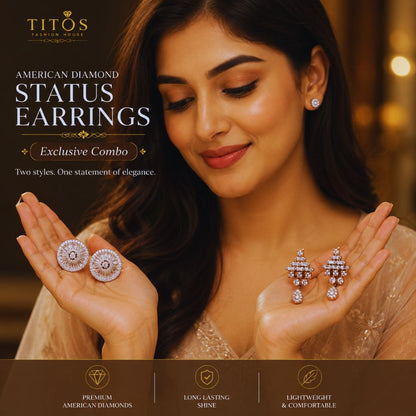 Woman holding diamond earrings with TITOS branding