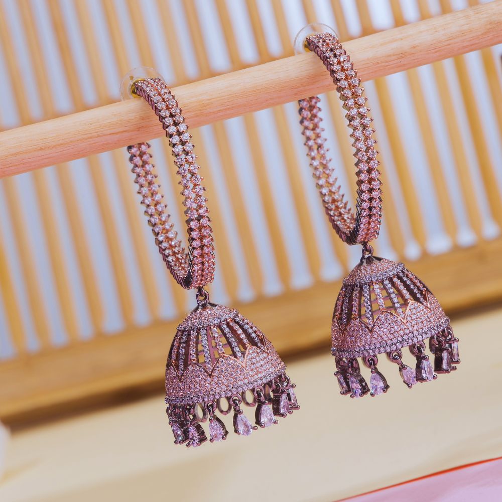American Diamond Jhumka Hoop Earrings