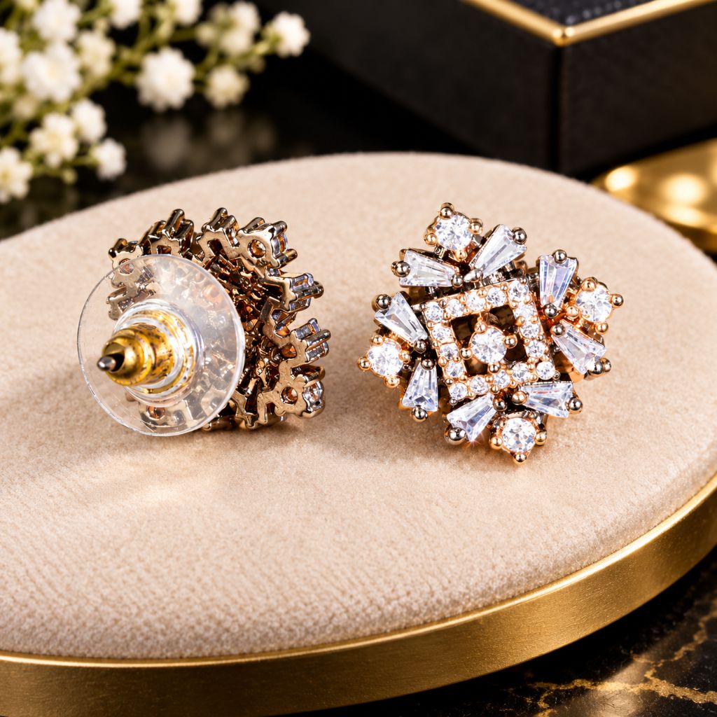 American Diamond Stud Earrings | Elegant Designer CZ Earrings