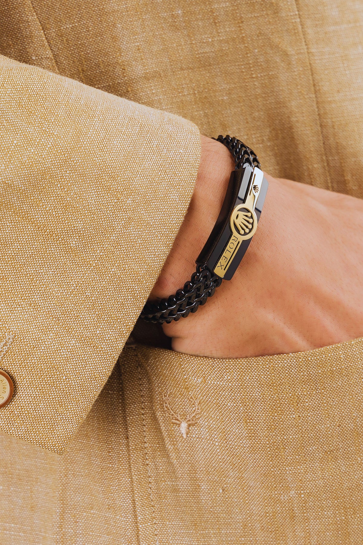 Anti-Tarnish Black & Gold Stainless Steel Men's Bracelet | Luxury Chain Bracelet