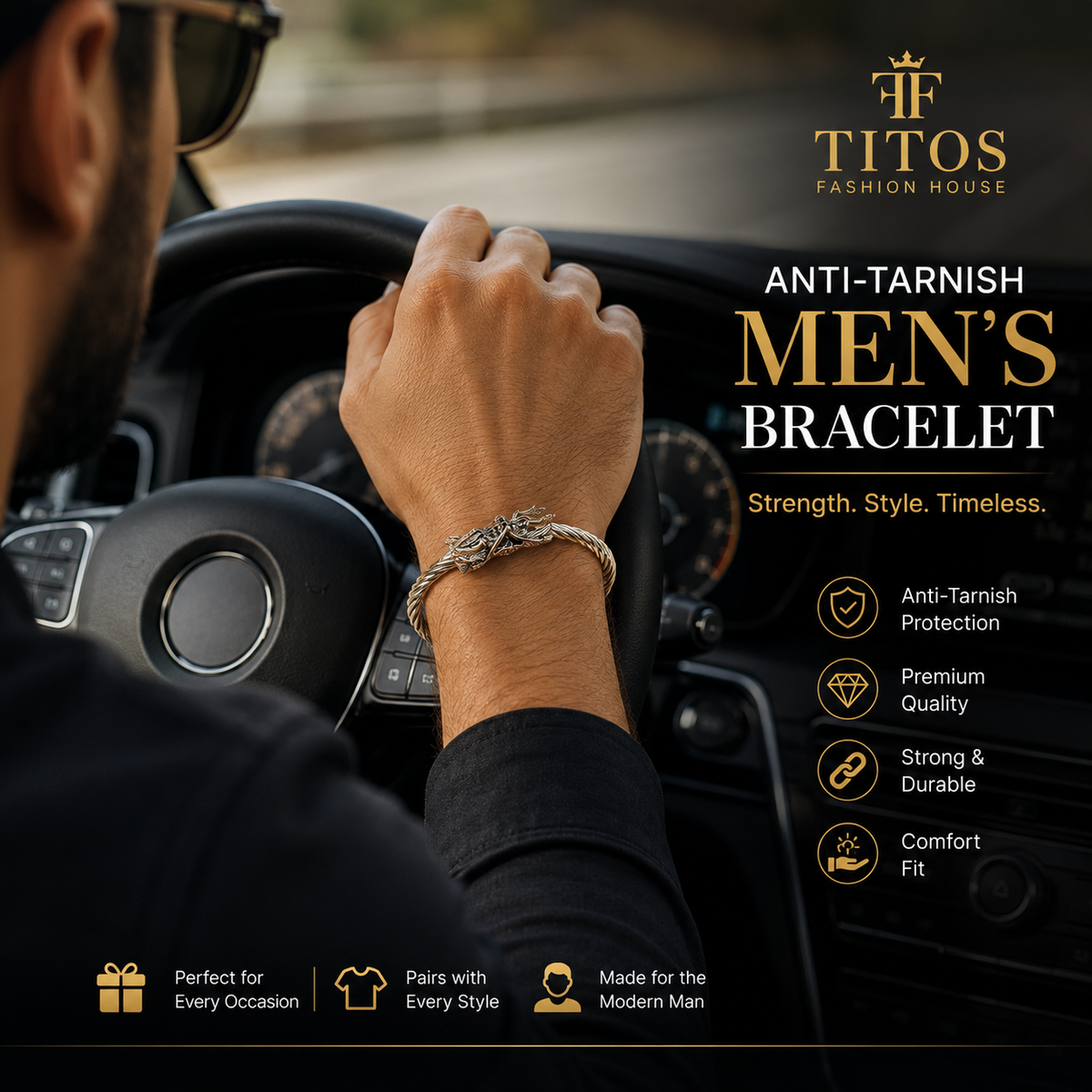 Anti-Tarnish Men's Dragon Bracelet