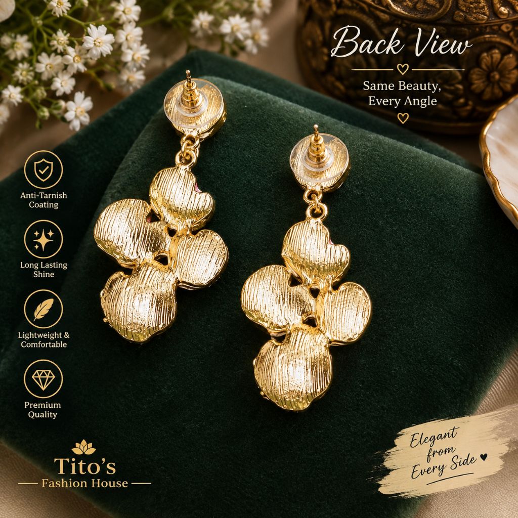 Anti-Tarnish Multi-Color Floral Dangler Earrings for Women & Girls | Trendy Statement Earrings | Tito's Fashion House