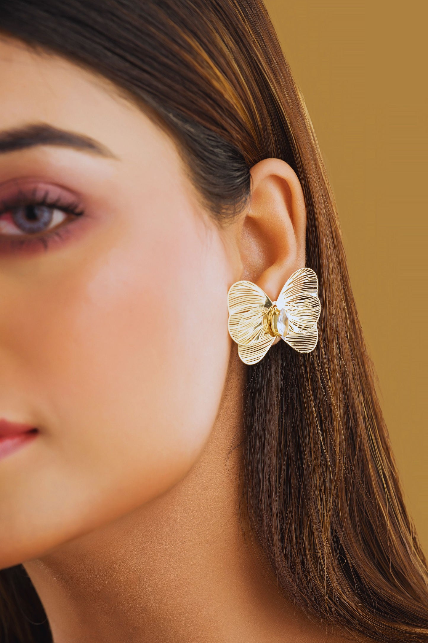 Anti-Tarnish Crystal Bow Stud Earrings for Women & Girls | Gold Plated | Tito's Fashion House