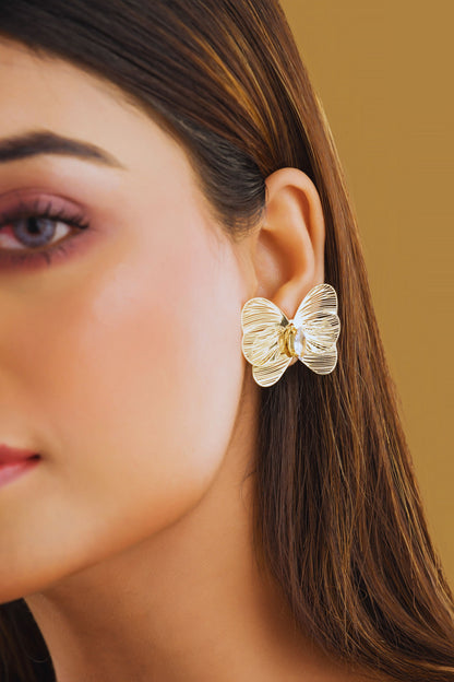 Anti-Tarnish Crystal Bow Stud Earrings for Women & Girls | Gold Plated | Tito's Fashion House