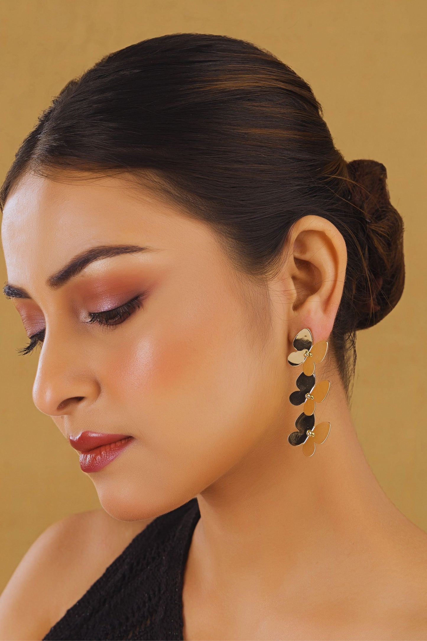 Anti-Tarnish Floral Drop Earrings for Women & Girls | Lightweight Gold Earrings | Tito's Fashion House