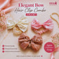 Three elegant bow hair clips on a decorative background with TITOS branding.