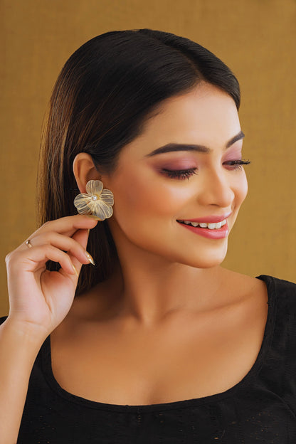 Anti-Tarnish Floral Gold Stud Earrings with Pearl for Women & Girls | Tito's Fashion House