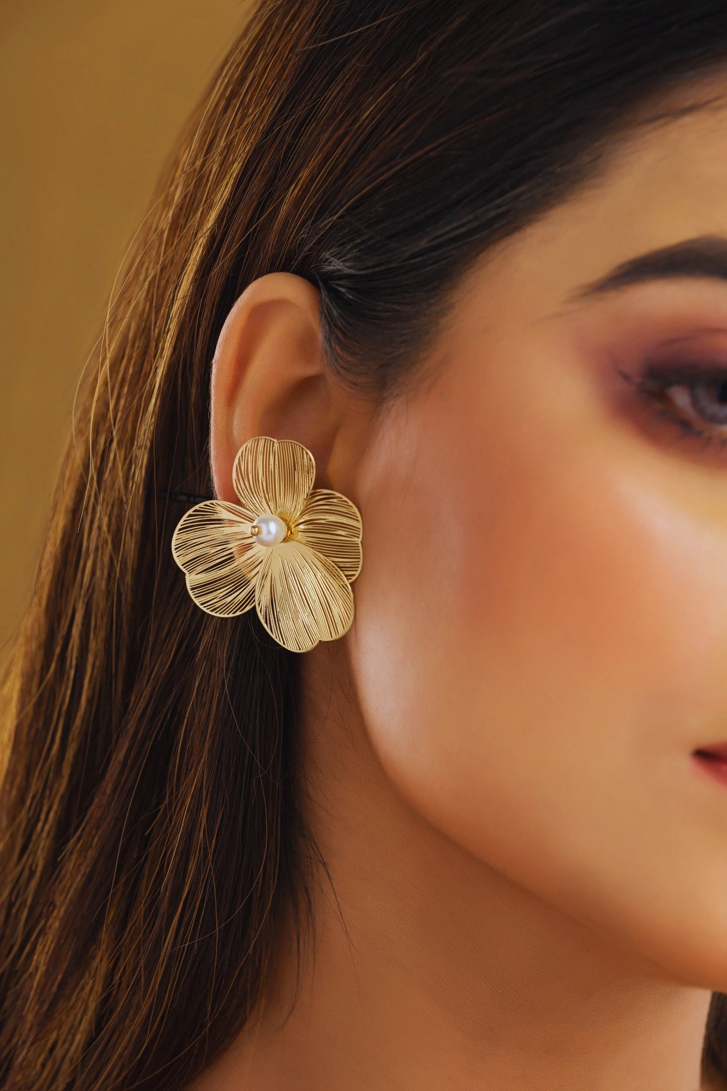 Anti-Tarnish Floral Gold Stud Earrings with Pearl for Women & Girls | Tito's Fashion House
