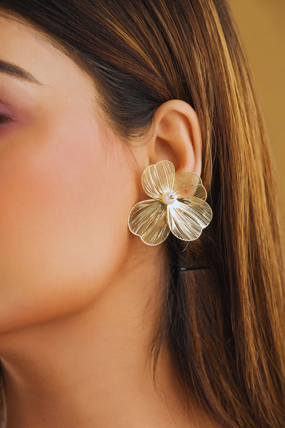 Anti-Tarnish Floral Gold Stud Earrings with Pearl for Women & Girls | Tito's Fashion House