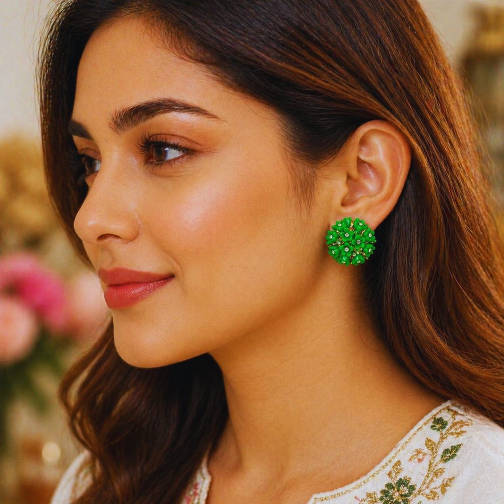 Floral Bloom Statement Stud Earrings for Women | Premium Imitation Jewellery