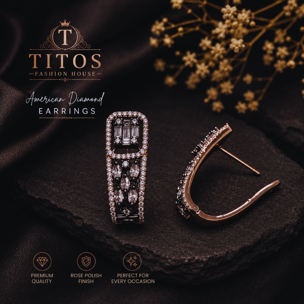 Luxury Black Rose American Diamond Designer Earrings