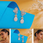 Luxury American Diamond Drop Earrings for Women | Rose Gold Party Wear Earrings