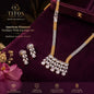Gold and silver necklace with earrings on a purple velvet background, featuring TITOS Fashion House branding.