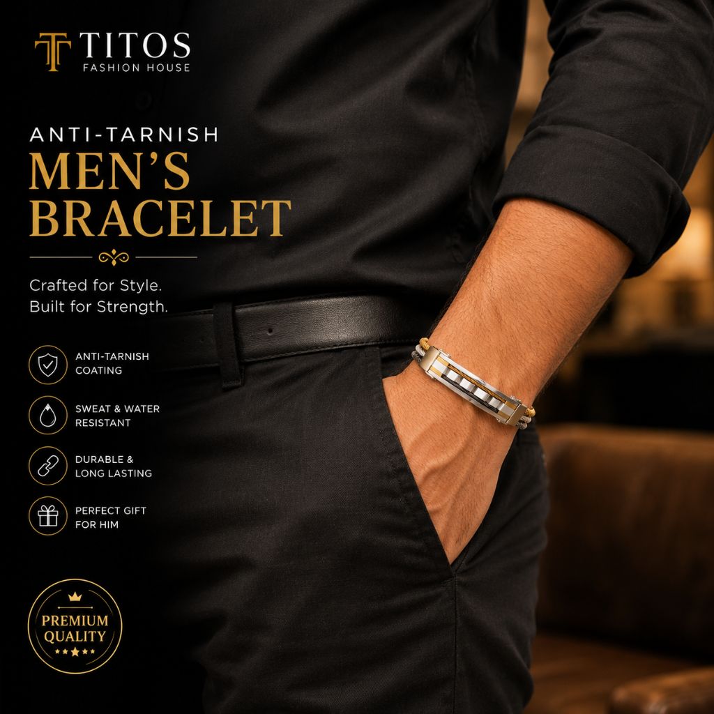 Premium Anti-Tarnish Stainless Steel Men's Bracelet – Gold & Silver Dual Tone