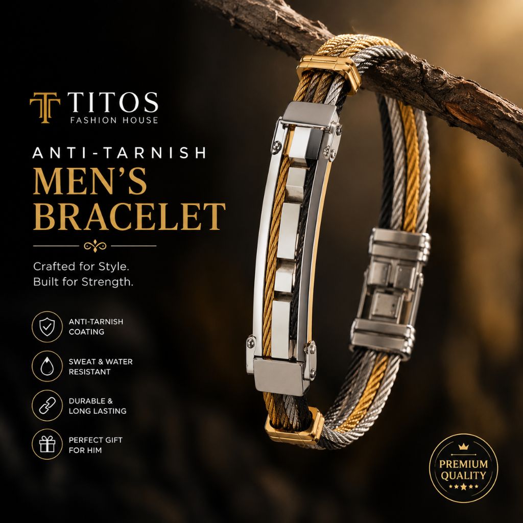 Premium Anti-Tarnish Stainless Steel Men's Bracelet – Gold & Silver Dual Tone