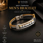Men's bracelet with anti-tarnish coating on a dark surface, featuring Titos Fashion House branding.