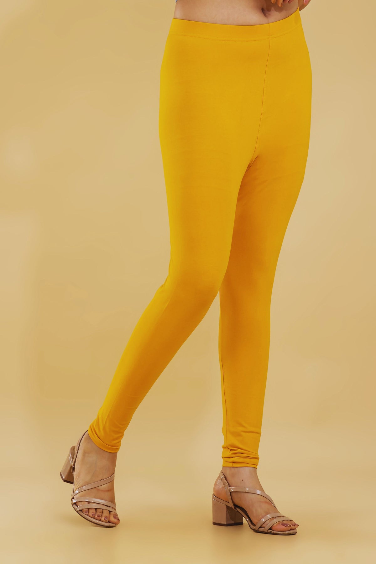 Premium Cotton Stretch Leggings – Mustard Yellow