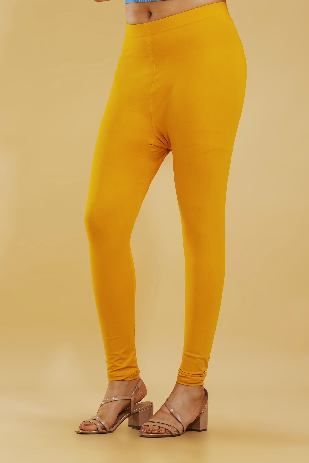 Premium Cotton Stretch Leggings – Mustard Yellow