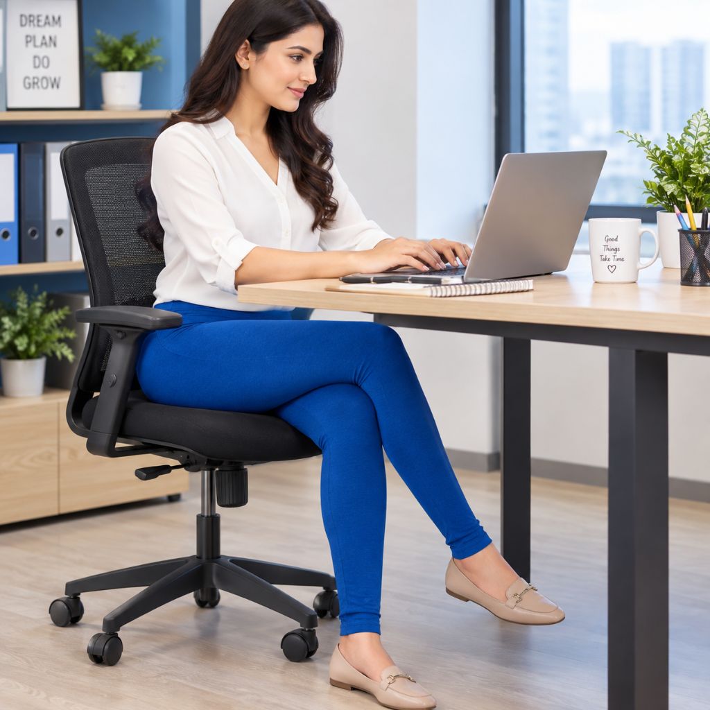 Premium Cotton Stretchable Full Length Leggings for Women – Blue