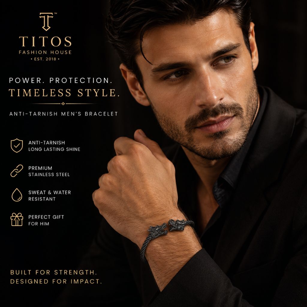 TITOS™ Dragon Head Anti-Tarnish Men's Bracelet – Premium Stainless Steel Cuff