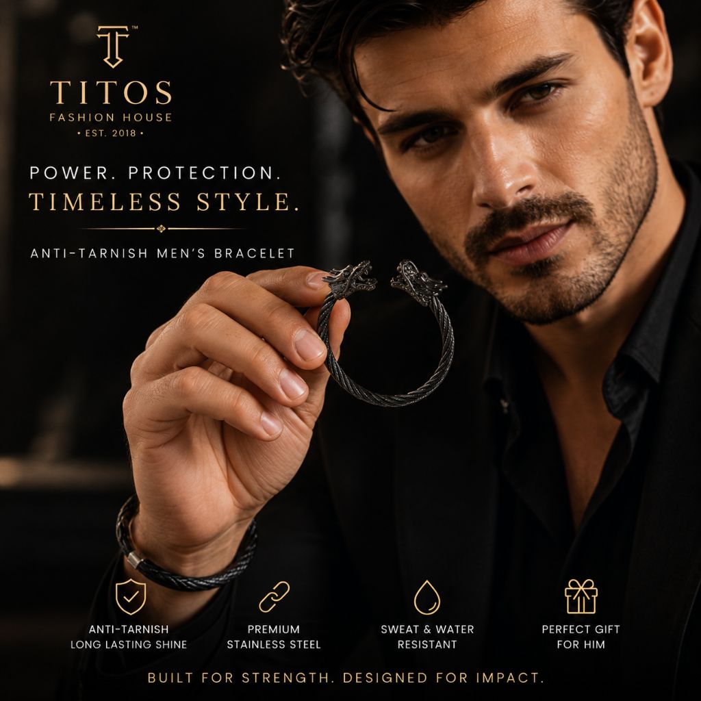 TITOS™ Dragon Head Anti-Tarnish Men's Bracelet – Premium Stainless Steel Cuff