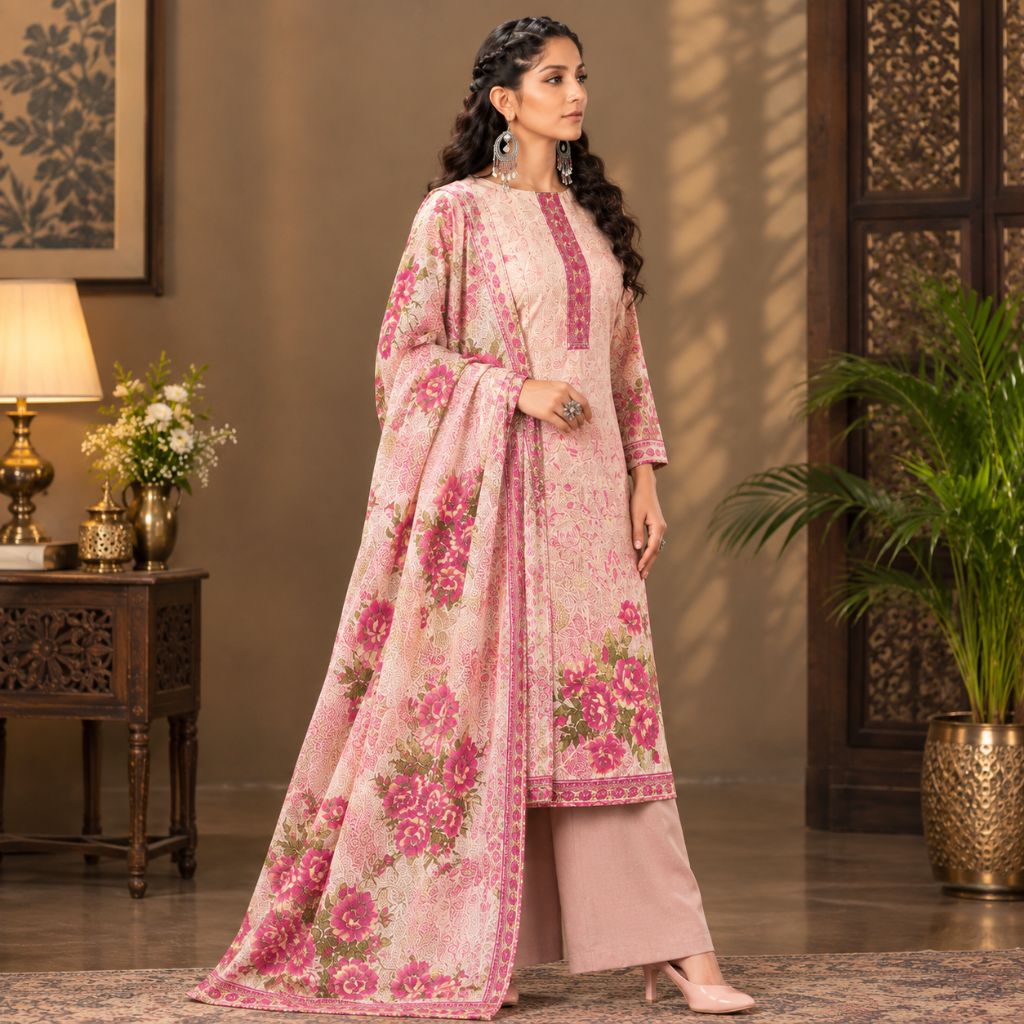 Unstitched Salwar Suit Cotton | Floral Printed 3 Piece Suit Material | Indian Ethnic Dress Material | Cotton Salwar Kameez Fabric | Women’s Suit