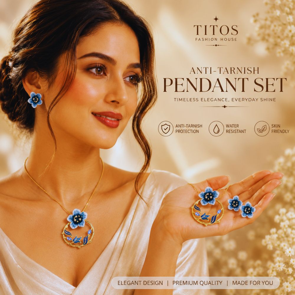 Women’s Elegant Flower Pendant Necklace & Earrings Set – Luxury Floral Jewelry