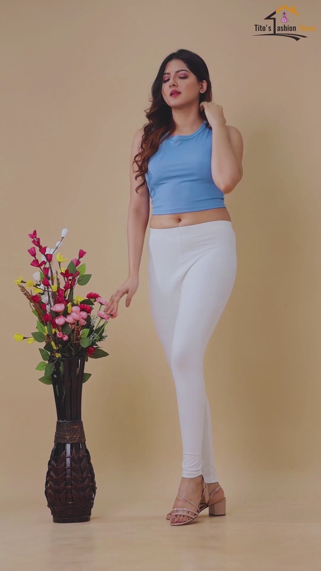 Premium Cotton Lycra Stretch Leggings – Classic White