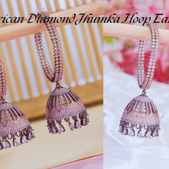 American Diamond Jhumka Hoop Earrings