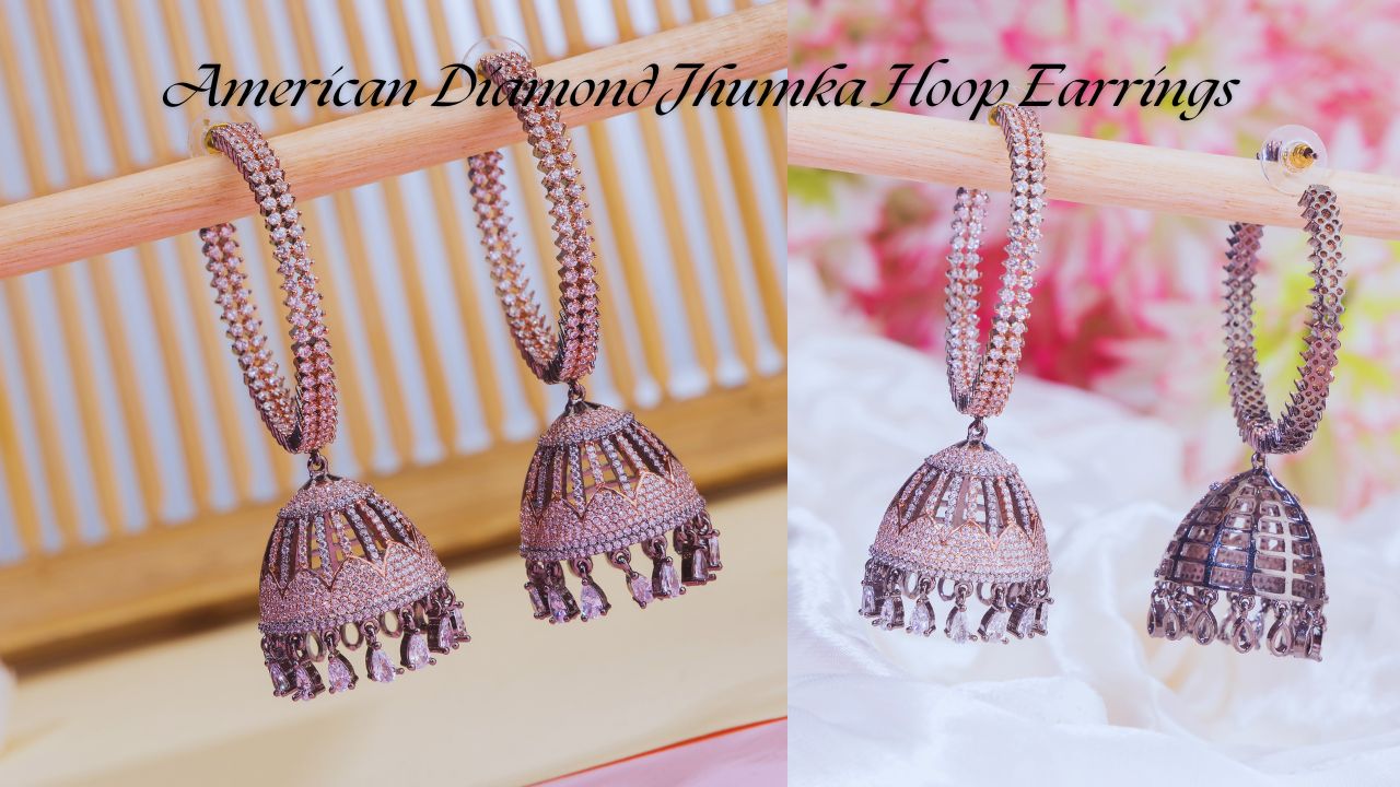 American Diamond Jhumka Hoop Earrings