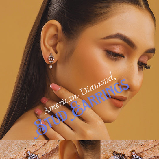AmericanDiamondStudEarringswithDropElegantPartyW