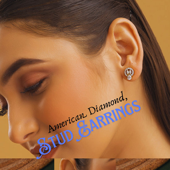 American Diamond Stud Gold Plated Earrings