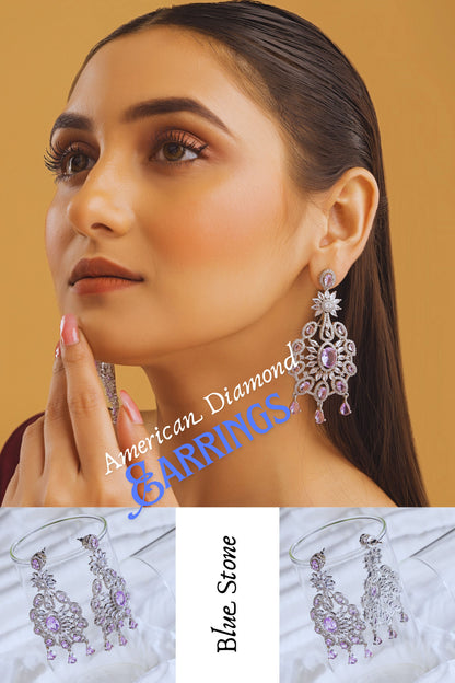 Lavender Bloom American Diamond Statement Earrings
