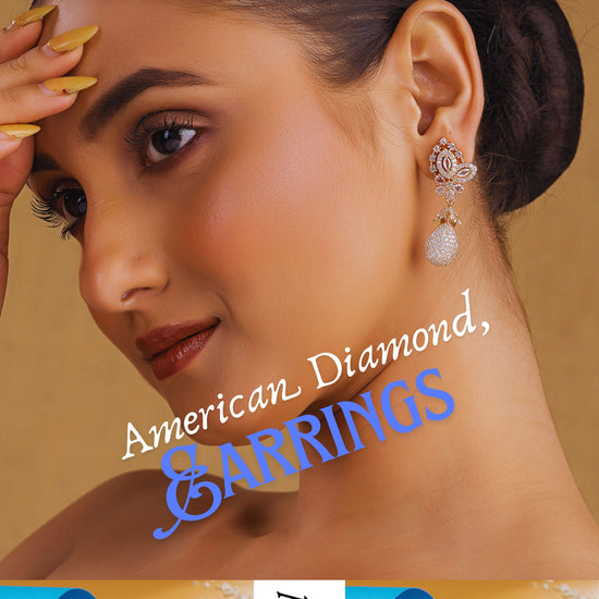 Luxury American Diamond Drop Earrings for Women Rose Gold Party Wear Earrings