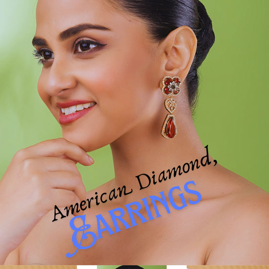 Luxury Red Crystal American Diamond Drop Earrings for Women Tito's Fashion House