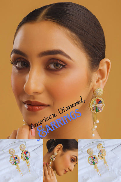 RoyalBloomMulticolorAmericanDiamondDropEarrings