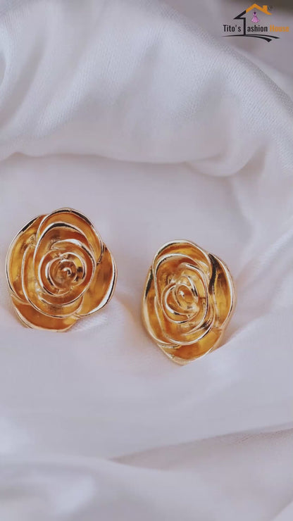 Anti-Tarnish Rose Gold Stud Earrings for Women & Girls | Floral Minimal Earrings | Tito's Fashion House
