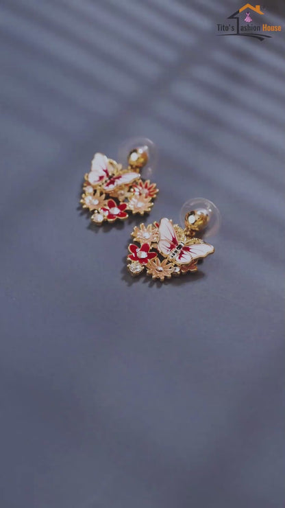 Anti-Tarnish Butterfly Floral Earrings for Women & Girls | Tito's Fashion House