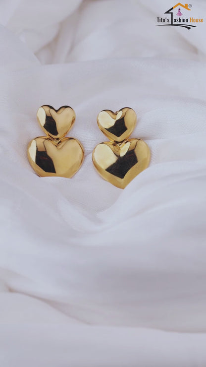 Anti-Tarnish Heart Shape Gold Stud Earrings for Women & Girls | Minimal Daily Wear | Tito's Fashion House