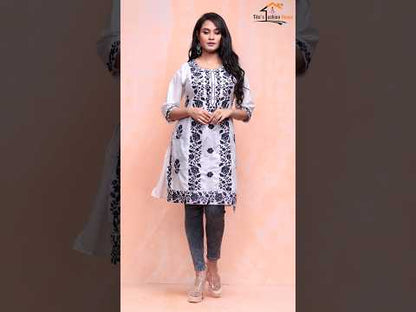 White Floral Embroidered Kurti for Women | Elegant Ethnic Wear