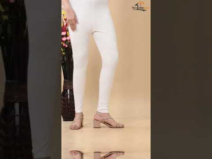 Premium Cotton Lycra Stretch Leggings – Classic White
