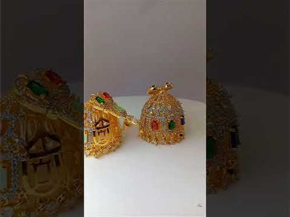 Elegant Multicolor American Diamond Jhumka Earrings for Women | Premium Gold Plated Party Wear Earrings