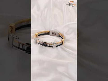 Premium Anti-Tarnish Stainless Steel Men's Bracelet – Gold & Silver Dual Tone