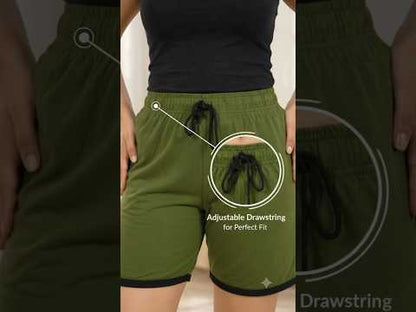 Ladies Half Pant Cotton for Women – Olive Green Soft, Comfortable & Stylish Cotton Shorts