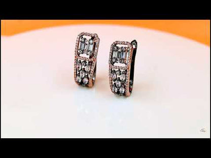 Luxury Black Rose American Diamond Designer Earrings