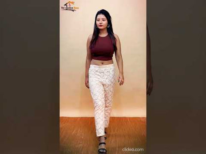 Women’s Premium Lace Printed Slim Fit Pant | Soft Stretch Casual Fashion Bottom