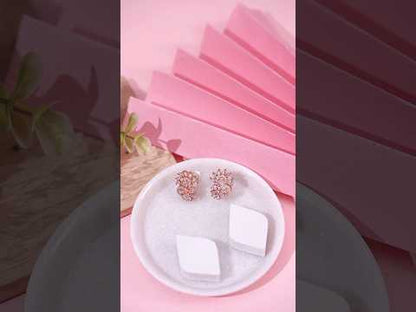 Rose Gold American Diamond Stud Earrings for Women | Premium CZ Crystal Floral Party Wear Earrings
