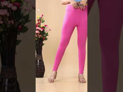 Premium Cotton Lycra Stretch Leggings – Hot Pink